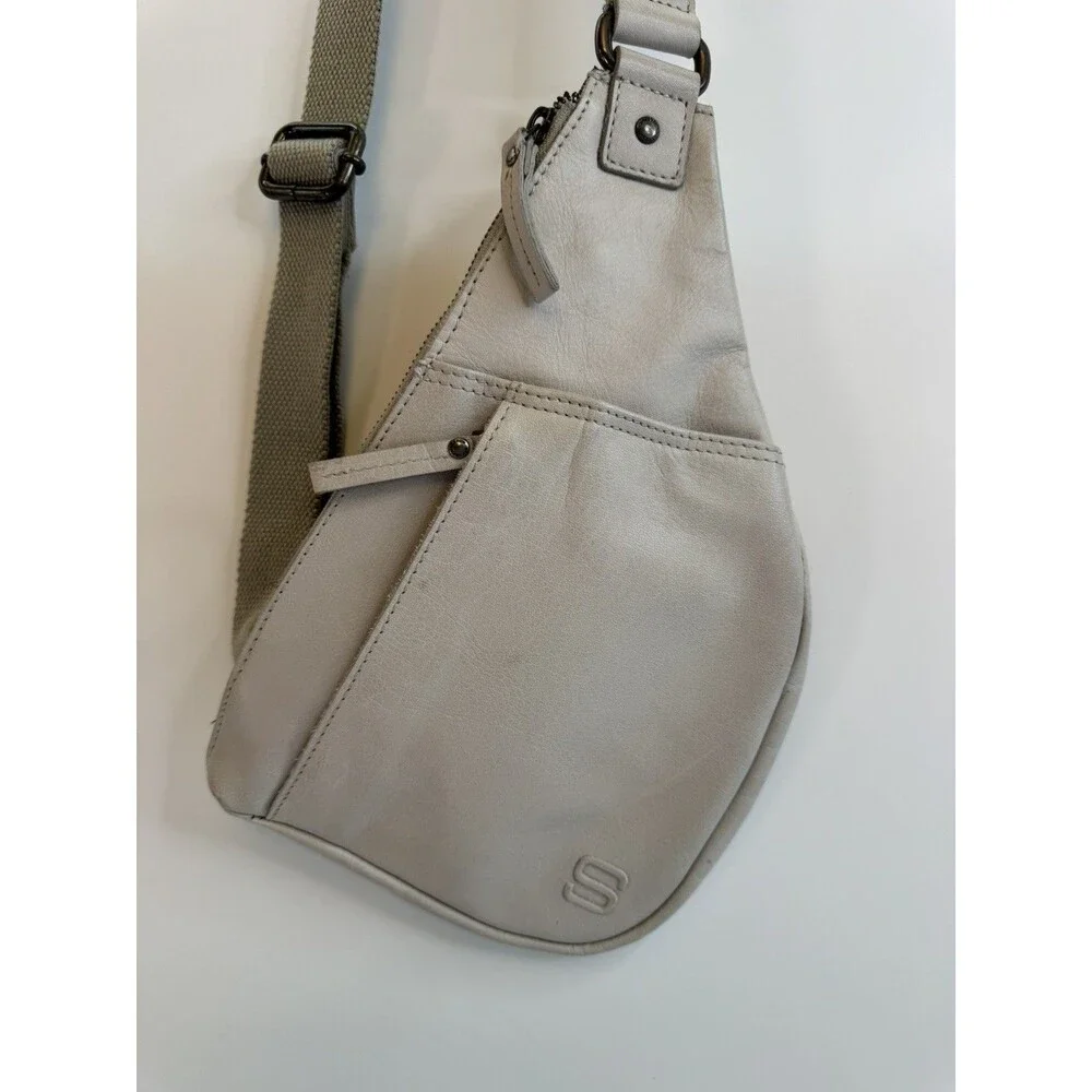 Spikes & Sparrow Flat Sling Bag Back Pack Taupe Leather